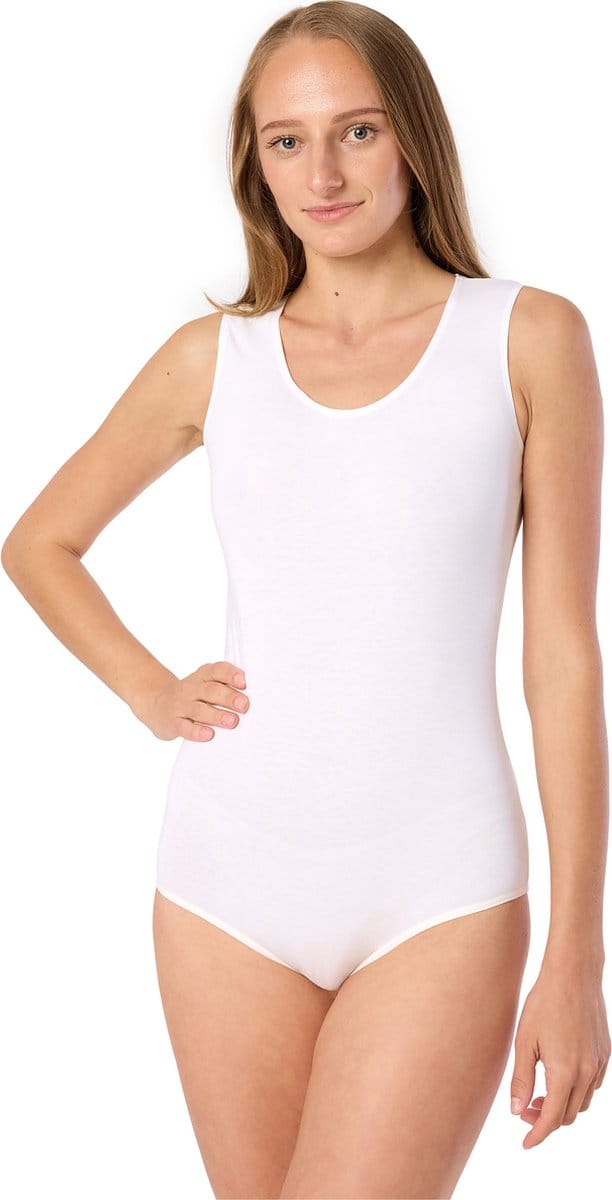 Merry Style Dames Body - Bodysuit - Korte Mouwen - Katoen - MS-KS-BD901 - Wit - M