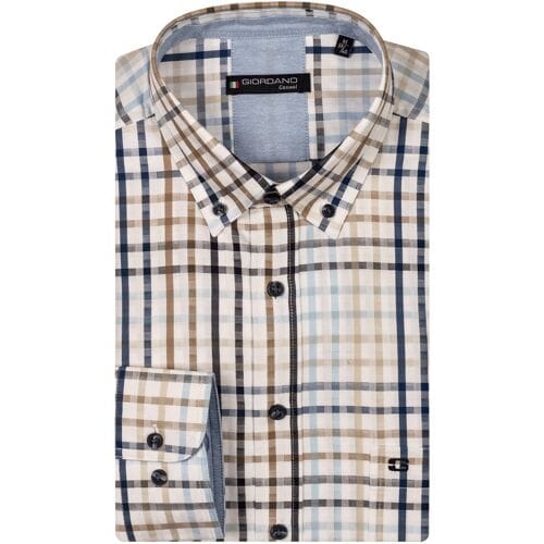 Giordano Overhemd Ivy Twill Multi Check Button Down Navy-Multi / male