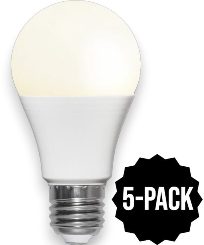 5-Pack | Bewegingssensor - Standaard bol - E27 - 4.8W - Extra Warm Wit - 2700K - Opaal