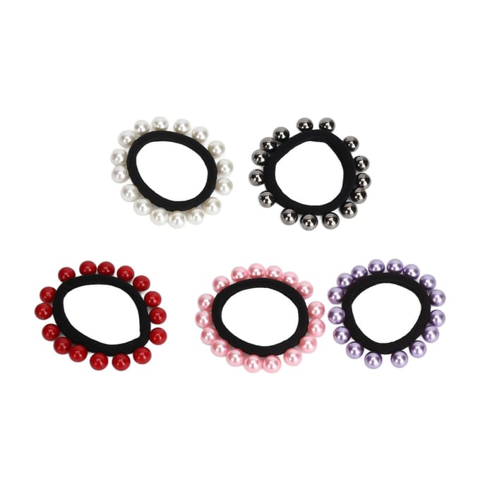 10 stuks Kunstparel Elastisch Elastiek Rekbare Decoratie Kunstparel Haar Touwtjes Hoofdband black