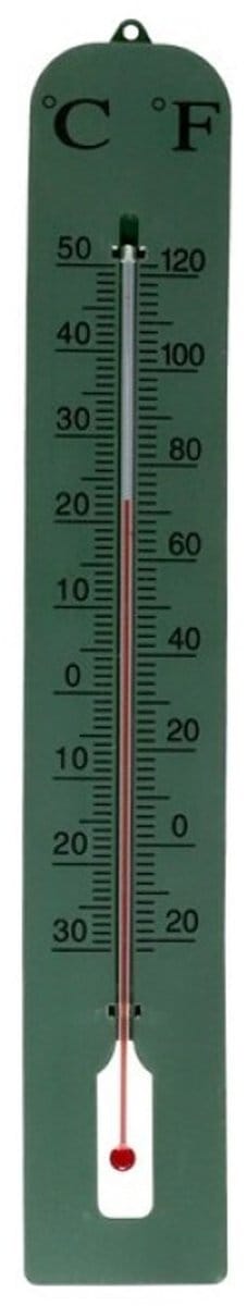 Gerimport Thermometer - kunststof - 39 x 6 cm - groen - tot 50 graden Celsius