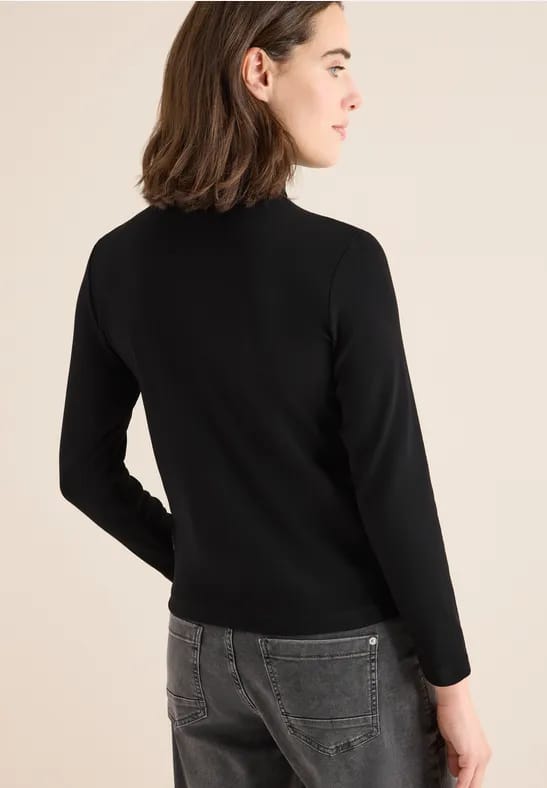 Shirt met lange mouwen en geribde textuur