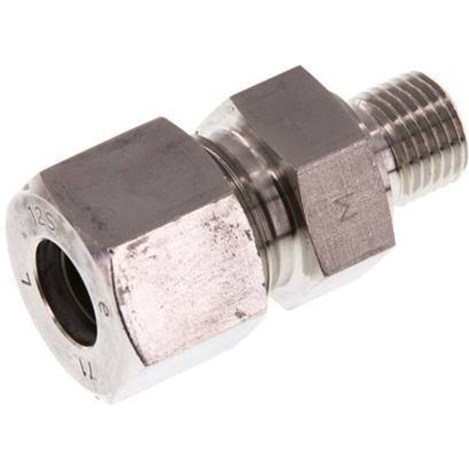 G 1/4'' Buitendraad x 12S RVS Rechte Snijring Koppeling 630 Bar DIN 2353 - FL2S-MC-ST-014G-12-S
