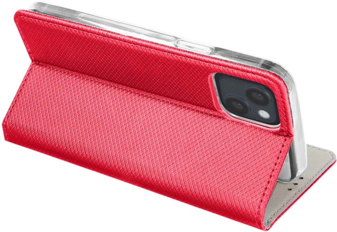 Jaym, Hoesje geschikt voor Apple iPhone 14 Plus - Magnetisch Folio met Standaard, Rood