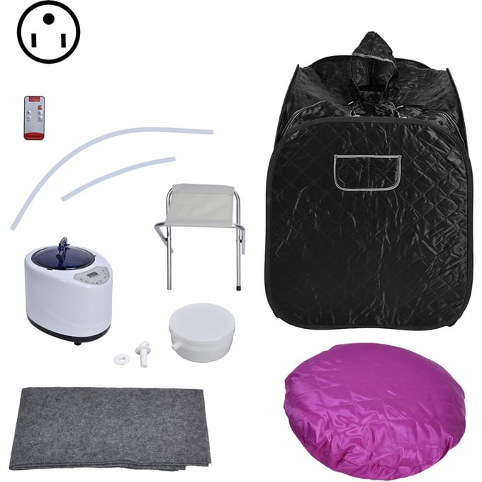 1000W Thuis Zweet Stoommachine Draagbaar Instelbare Temperatuur Sauna Stoomgenerator Tent SetUS black