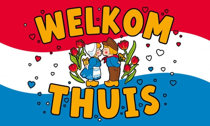 XXL Gevel vlag - Welkom thuis rood wit blauw