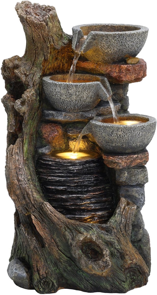 Rustic brook waterornament - elektrisch - led verlichting - pomp
