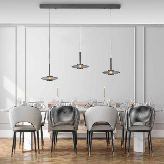 LED hanglamp PURE Vitrum, grijs, glas/aluminium, 3-lamps