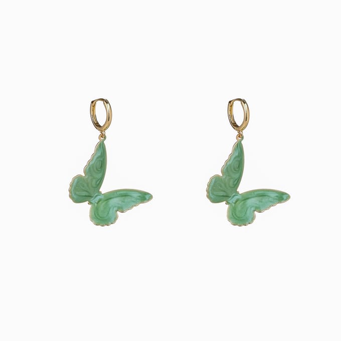 Go Dutch Label Oorknoppen Enamel Butterfly Mint