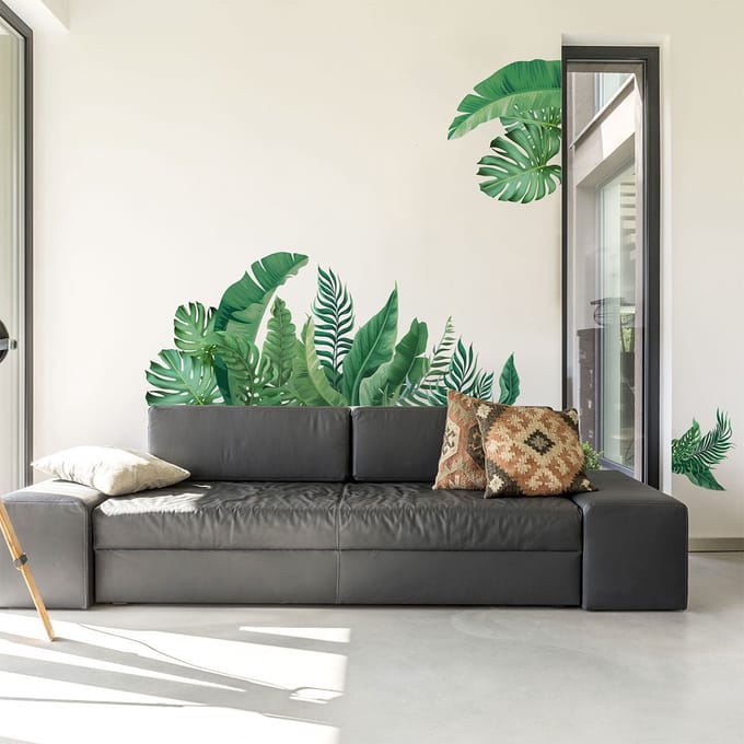 Muurstickers - Tropische bladwaaier - Transparante achtergrond - 70x105cm