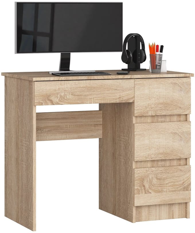 Bureau Rechts A-7 / Computerbureau / Computer Tafel / Bureautafel Rechts / Sonoma Eik/ 90 x 77 x 50 cm