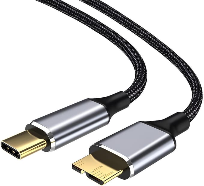 USB-C naar Micro-B 3.0 Kabel – 1 Meter – Dataoverdracht 5Gbps – Geschikt voor Externe Harde Schijven – Nylon Gevlochten