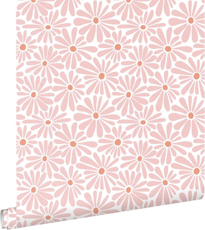 ESTAhome behang madeliefjes roze en terracotta - 0.53 x 10.05 m - 132004