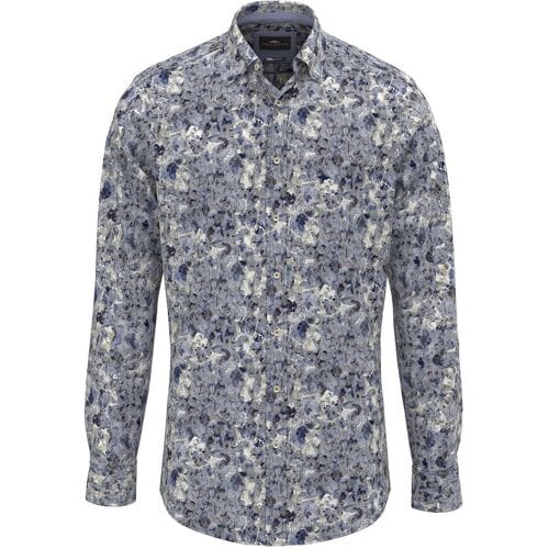 Fynch-Hatton Overhemd Fancy Fantasy Hexagon Pattern Misty Blue / male