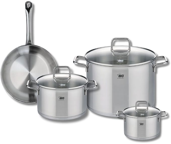 Set van 1 Koekenpan 24 cm en 3 kookpotten 14, 20 en 26 cm Elo Profi Citrin