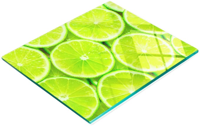Glazen snijplank met decoratieve limoenprint, 60x52 cm