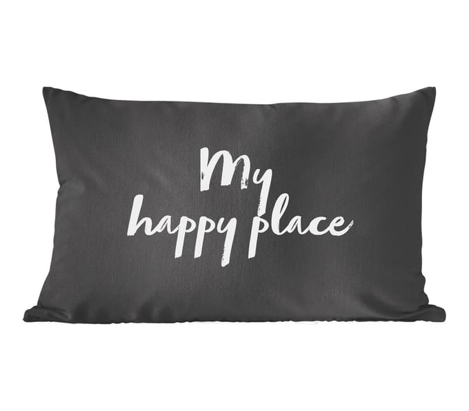 Sierkussens - Kussentjes Woonkamer - 60x40 cm - Quotes - Tekst - My happy place