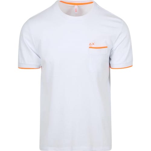 Sun68 Piqué T-Shirt Fluo Stripe Wit - Maat XXL - Heren