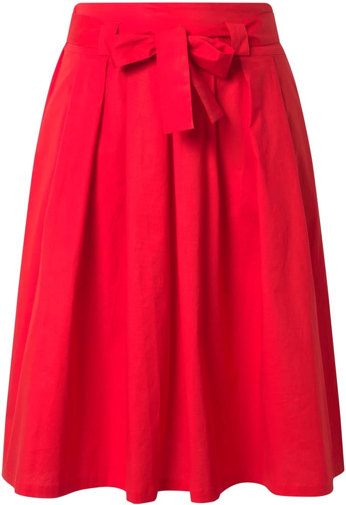 Ulla Popken - Dames - Geplooide rok A-lijn comfortabele tailleband strikband - Klaproosrood - Maat 54