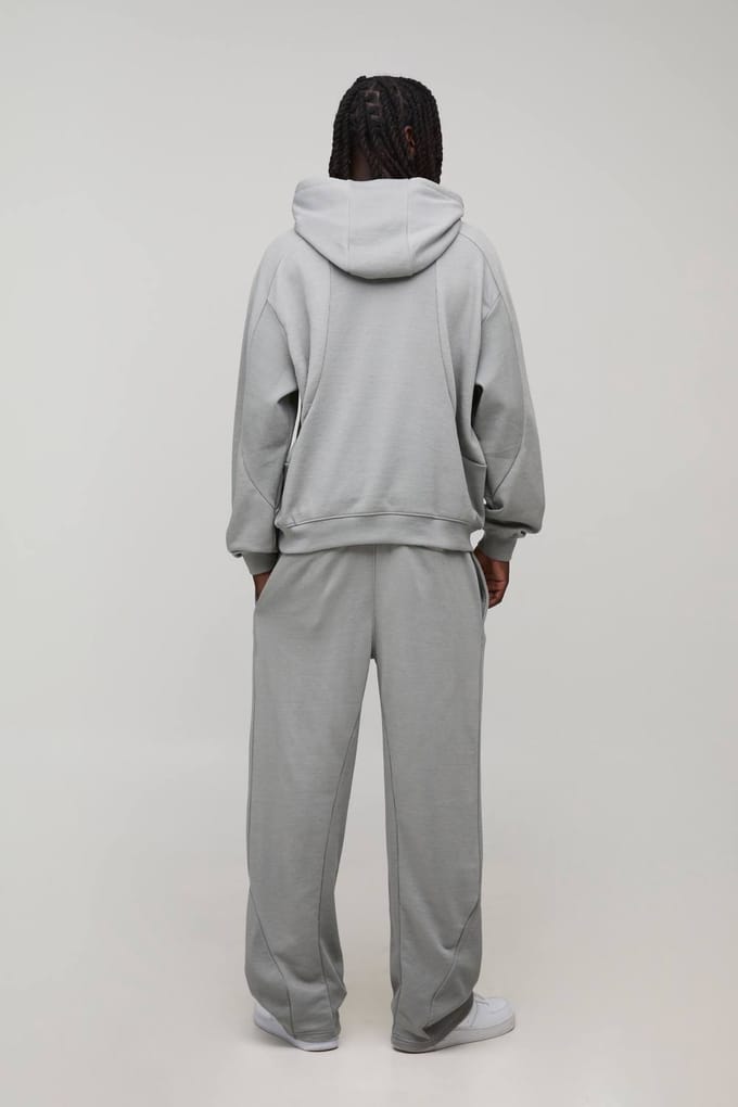 Oversized Boxy Raglan Rib Detail Loopback Trainingspak | Grey | Size XL