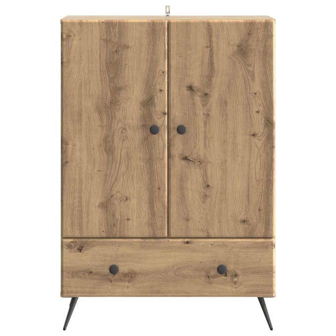 vidaXL - Dressoir - Artisanaal - eiken - 66 - x - 34,5 - x - 95 - cm - Bewerkt - hout