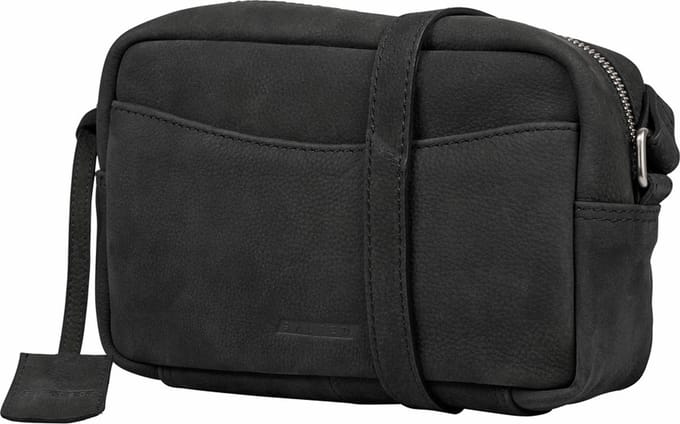 Salted Leren Dames Schoudertasje - Crossover - Camerabag - Nubuck Leer - Zwart