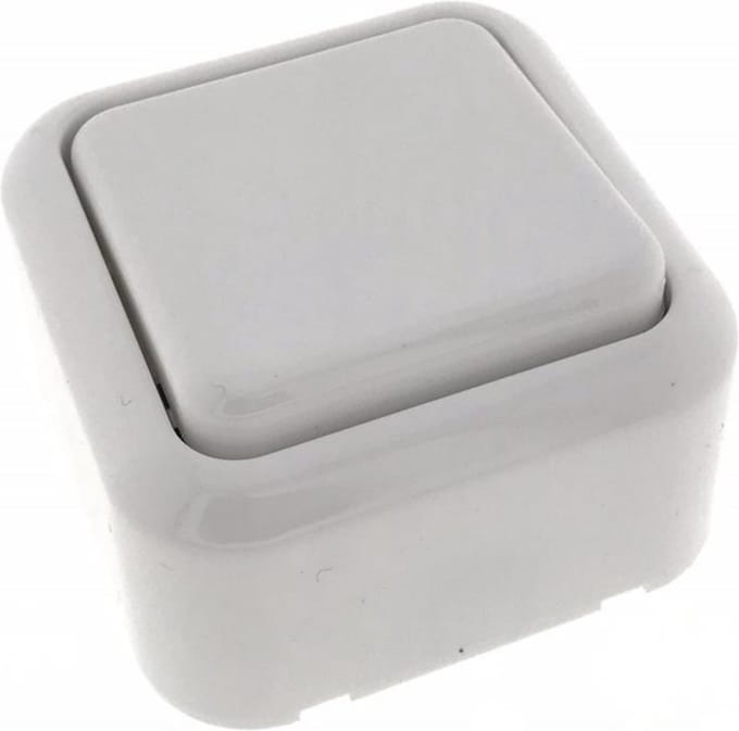 Benson Wandcontactdoos met schakelaar - Opbouw - Wit - IP20 - 61 x 61 x 35 mm