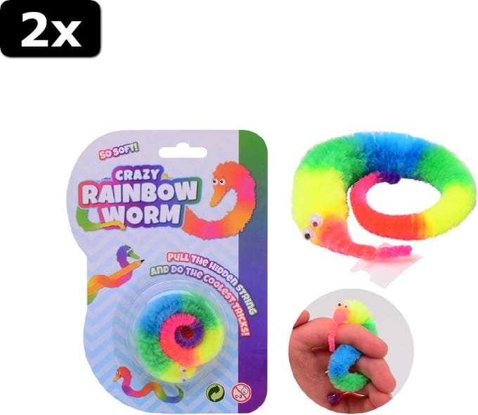 2x Gekke regenboog worm op kaart