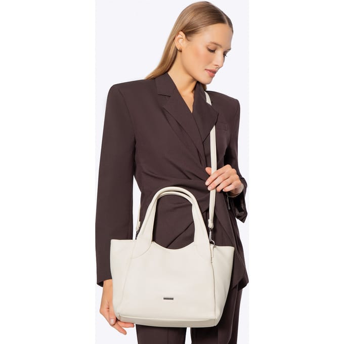 Wittchen Eco-leer Handtas - Crème - Afneembare Schouderriem - Compact en Elegante Ontwerp