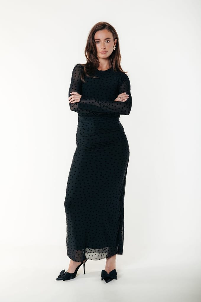 Colourful Rebel Maude Hearts Mesh Maxi Dress- L
