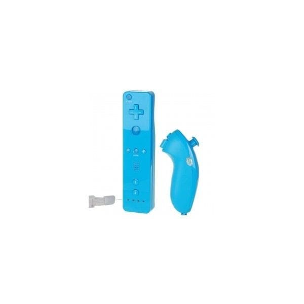 Manette de jeu - PEGA - Wiimote - Nunchunk - Bleu - Sans fil - Compatible Wii