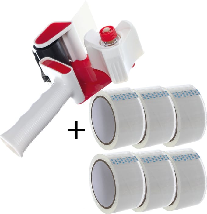 Profipack Tape Dispenser Promo Pack – Incl. 6 Rollen Tape (66m x 50mm x 40µ)