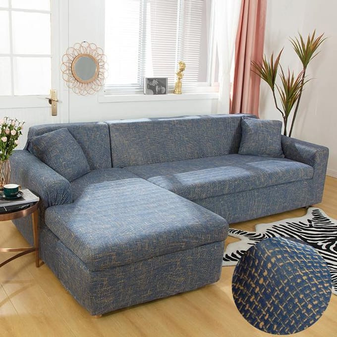 Housse de canapé d'angle en forme de L, élastique, imprimée, pour salon, extensible, 1/2/3/4 places 1pc 1-seat 90-140cm