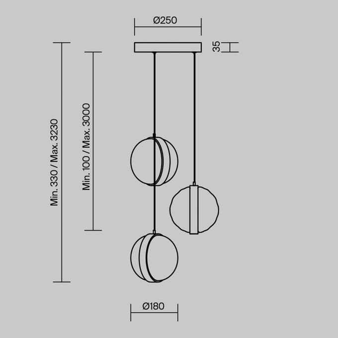 Maytoni LED hanglamp Misterio, zwart/multi, 3-lamps