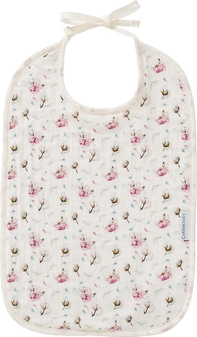 Cottonbaby slab - cottonflower - wit/roze