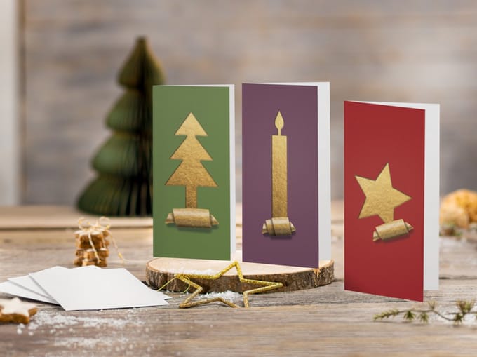 Kerstkaarten Sigel incl. - envelop (goud) - wit karton -