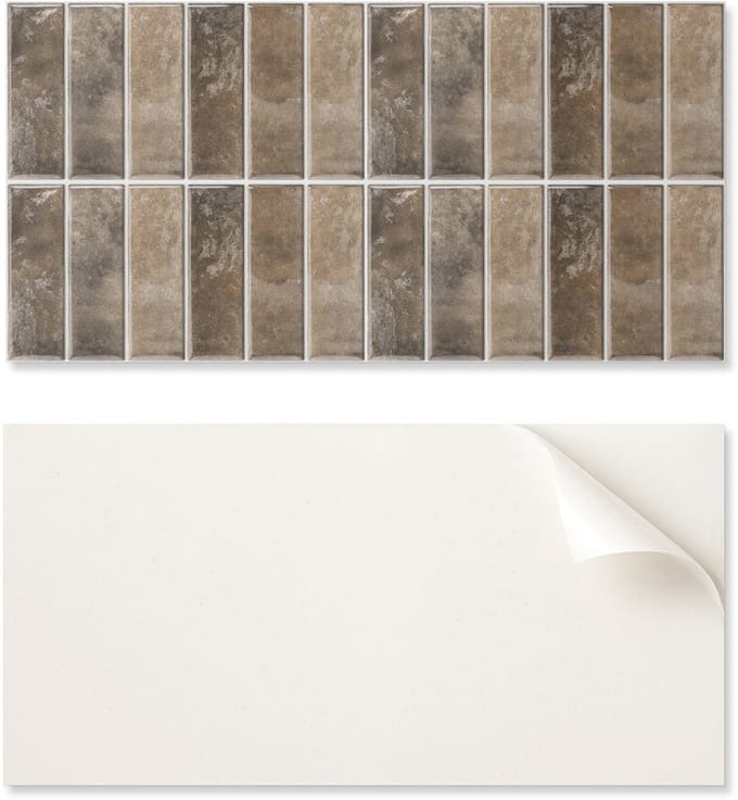 Zelfklevend PVC-eetkamerpaneel met afbeeldingen, 120x60 cm, verticale ribbels.