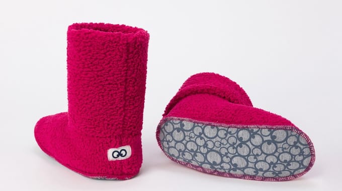 Pantoffels Woody Teddy - Framboos rood 22/26