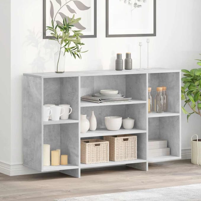 vidaXL - Dressoir - 120x30x75 - cm - bewerkt - hout - betongrijs