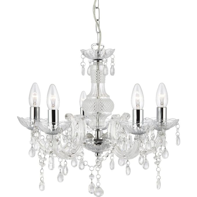 Searchlight Kroonluchter Marie Therese, helder, 5-lamps