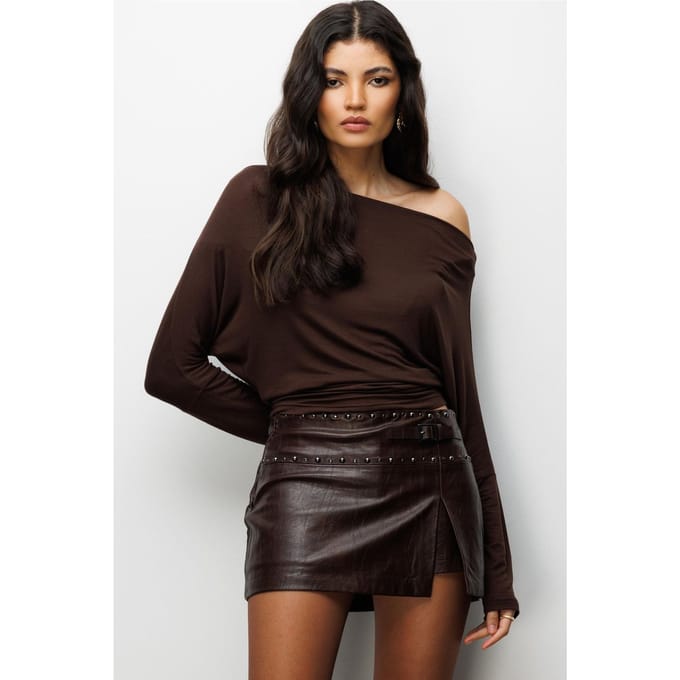 Asymmetrische Kraag Slim Fit Crop Blouse met Uitsnijding