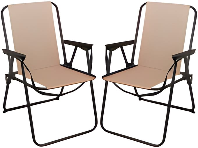 Redcliffs Klapstoel unica - 2x - beige - voor kinderen - 75 x 38 cm - metaal/polyester - campingstoel / tuinstoel