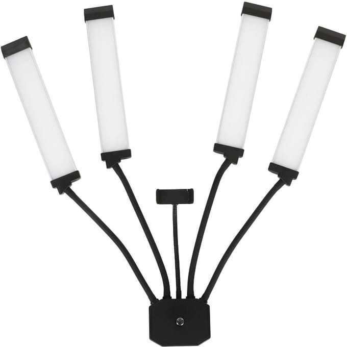 448 LED Live Light met Telefoonhouder Meerdere Hoekjes 4 Armen Vullicht voor Make-up Vlog US Plug white