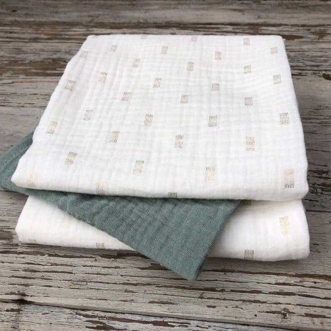 Hydrofieldoeken - set - metallic - strepen - oudgroen - 60x60cm -3 stuks