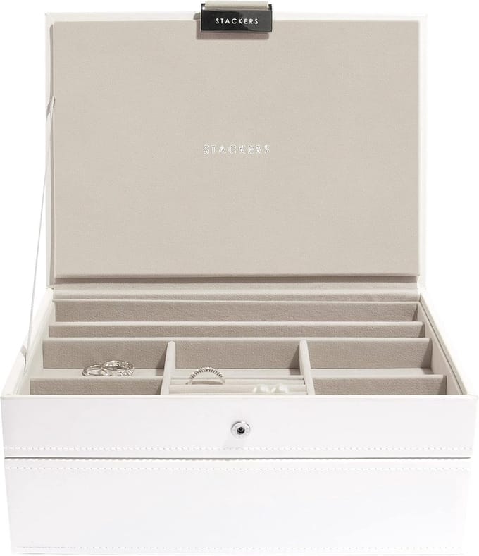 STACKERS WHITE - Sieradendoos - Juwelendoos - Sieradenhouder - Sieraden Organizer - 2-set