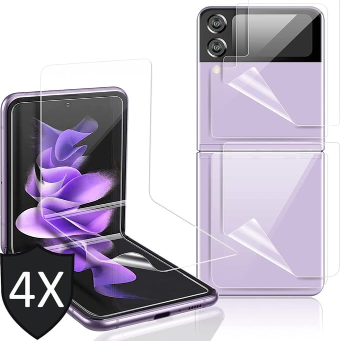 Screenprotector geschikt voor Samsung Galaxy Z Flip 3 - PET Screen Protector - 4 Stuks