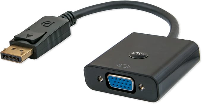 Savio Kabeladapter Displayport Vga Voor Computer, Monitor, Laptop, Full Hd
