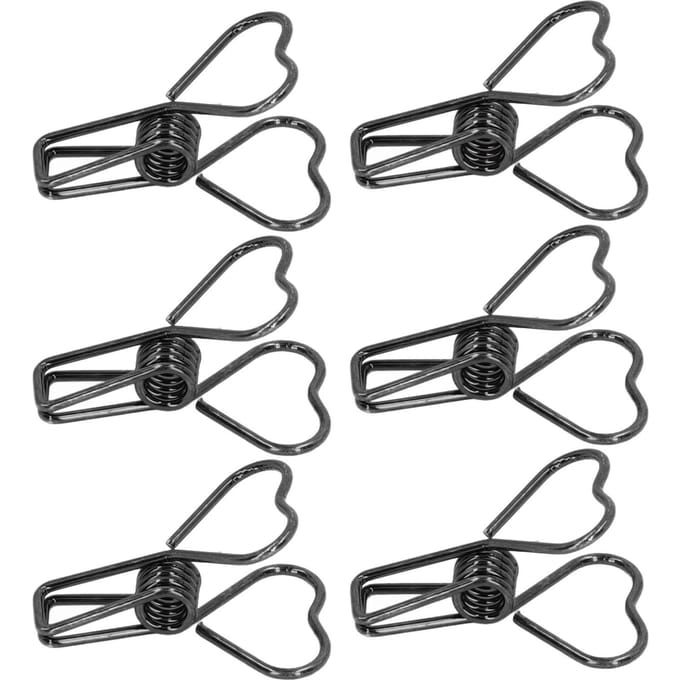 Lot de 100 pinces à reliure creuses en métal en forme de cœur pour documents et certificats de bureau noir