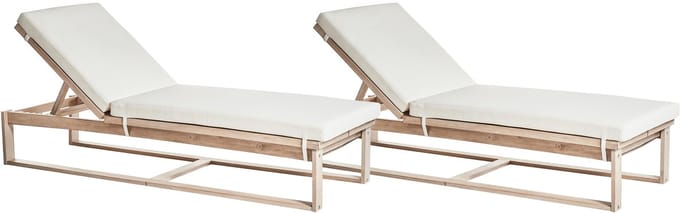 AZZANELLO - Ligstoel set van 2 - Gebroken wit - Acaciahout