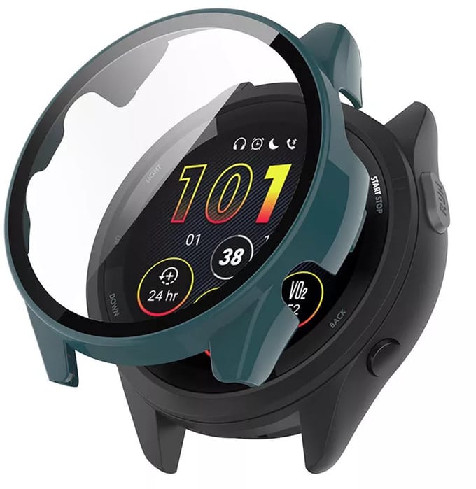 Strap-it Bescherm Hoesje met Glasplaat – Geschikt voor Garmin Forerunner 265 – Groen – Case met Screen Protector